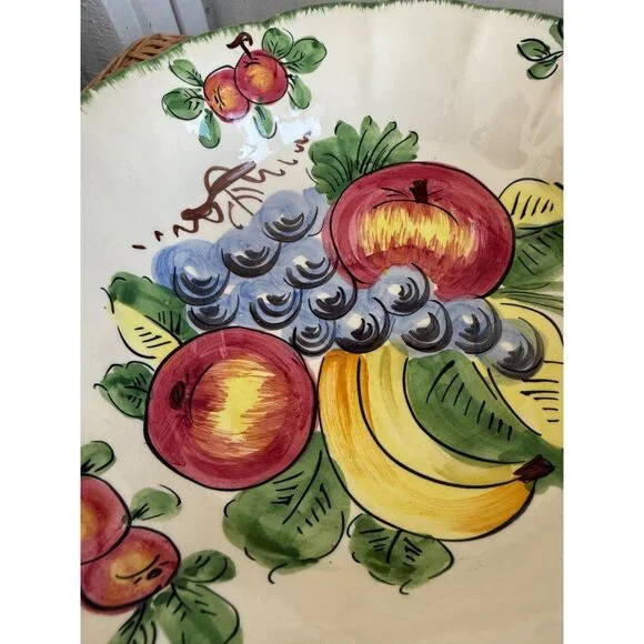 Vintage 60's Italian Art Pottery Hand Painted Fruit/Pasta Bowl 11" - Picture 10 of 10